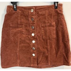 Charlotte Russe Corduroy Mini Skirt Medium Brown Rust Boho